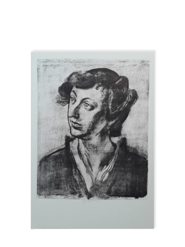 Portræt af Edith ca 1914 Litografi postkort Willumsens Museum sort hvid
