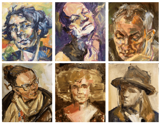 Seks malede portrætter